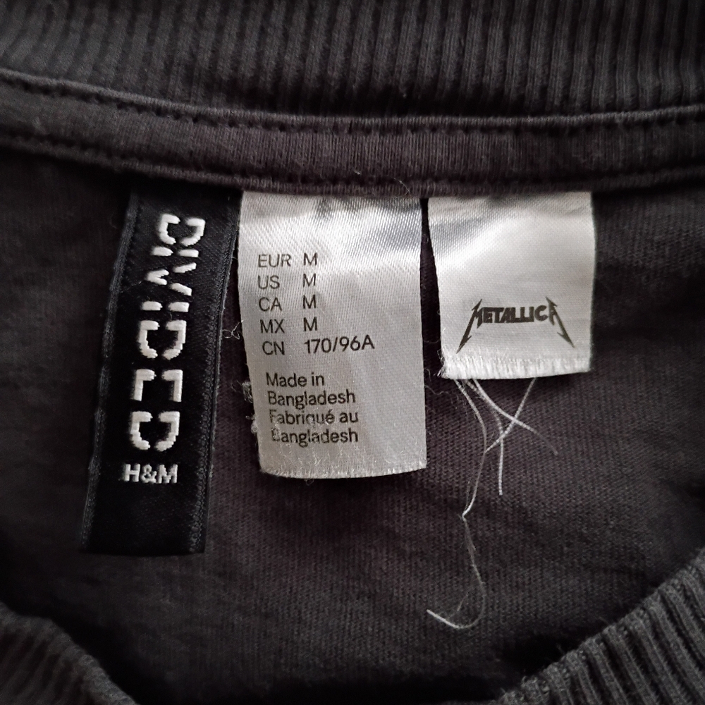 H&M Divided Metallica Damage Inc. Gray Long Sleeve Tee. Size M - Picture 2 of 3